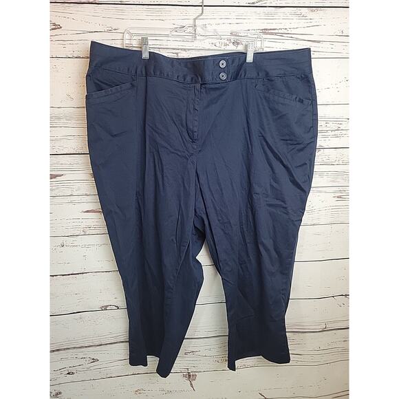 Lane Bryant Navy Blue Straight Leg High Rise Casual Cropped Pants Womens Size 26 - Picture 2 of 10